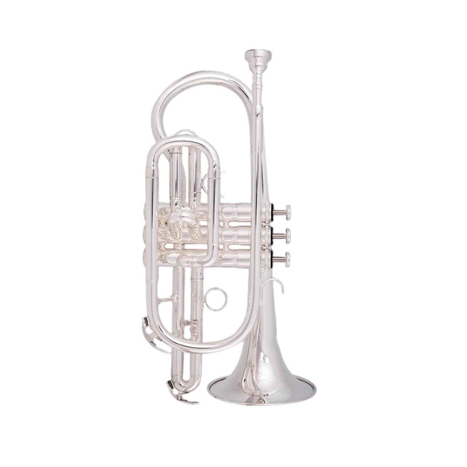 Corneta En Si Bemol Instrumento Portátil De Bolsillo Trompeta Profesional Para Principiantes(Silver plated)