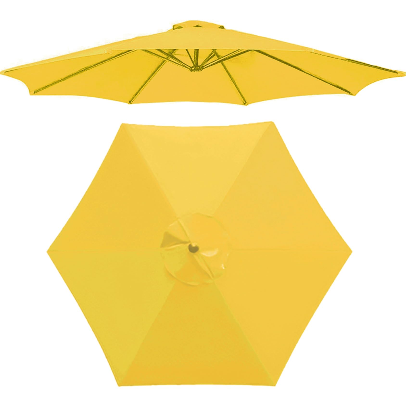200cm/270cm/300cm (6 Arms/8 Arms) Umbrella Replacement Cloth Replacement Parasol Canopy Replacement Parasol Fabric Cover For Patio Sun Umbrella, Market Table Umbrella (Canopy Only)(Color:Yellow,Size:6