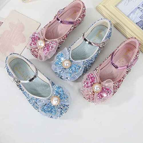 Autumn Fashion Toddler and Girls Casual Shoes Relaxed and Breathable Dance Shoes Round Toe Buckle Dress Wide Girls Shoes (Blue, 11-11.5 Years)2