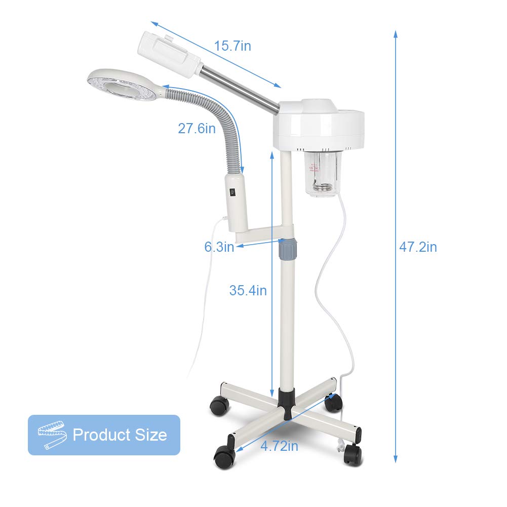 Gesichtsdampfer mit 5X Lupe, Bedampfer mit Lupenleuchte Dampfgerät für Gesicht Gesichtssauna Bedampfer Dampf Maschine Facial Steamer Feuchtigkeitsspendende Schönheit Instrument,für Zuhause Salon Spa