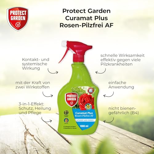 PROTECT GARDEN Curamat Plus Rosen-Pilzfrei Spray, anwendungsfertiges Spray gegen Pilzkrankheiten an Rosen und...