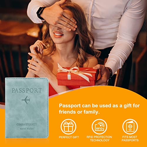 Coolzon Portefeuilles Passeport Porte Passeport Porte Organiseur De Voyage Portefeuille De Documents Portable Avec Blocage Rfid Cartes De Credit Cartes Didentite Billets Davionbleu Clair