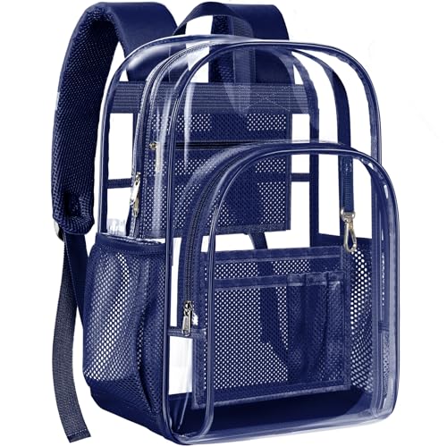 Image of PAMANO Clear Backpack, Heavy Duty Transparent Reinforced Bottom See Through for College, Travel Work Security