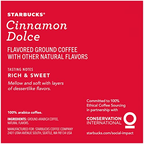 Image of Starbucks Flavored Ground Coffee K-Cup Pods,Cinnamon Dolce,Flavored Ground Coffee Signature Collection,Recyclable K-Cups,10 K-Cup Pods /Box (Pack of 2 Boxes),10 Count (Pack of 2)