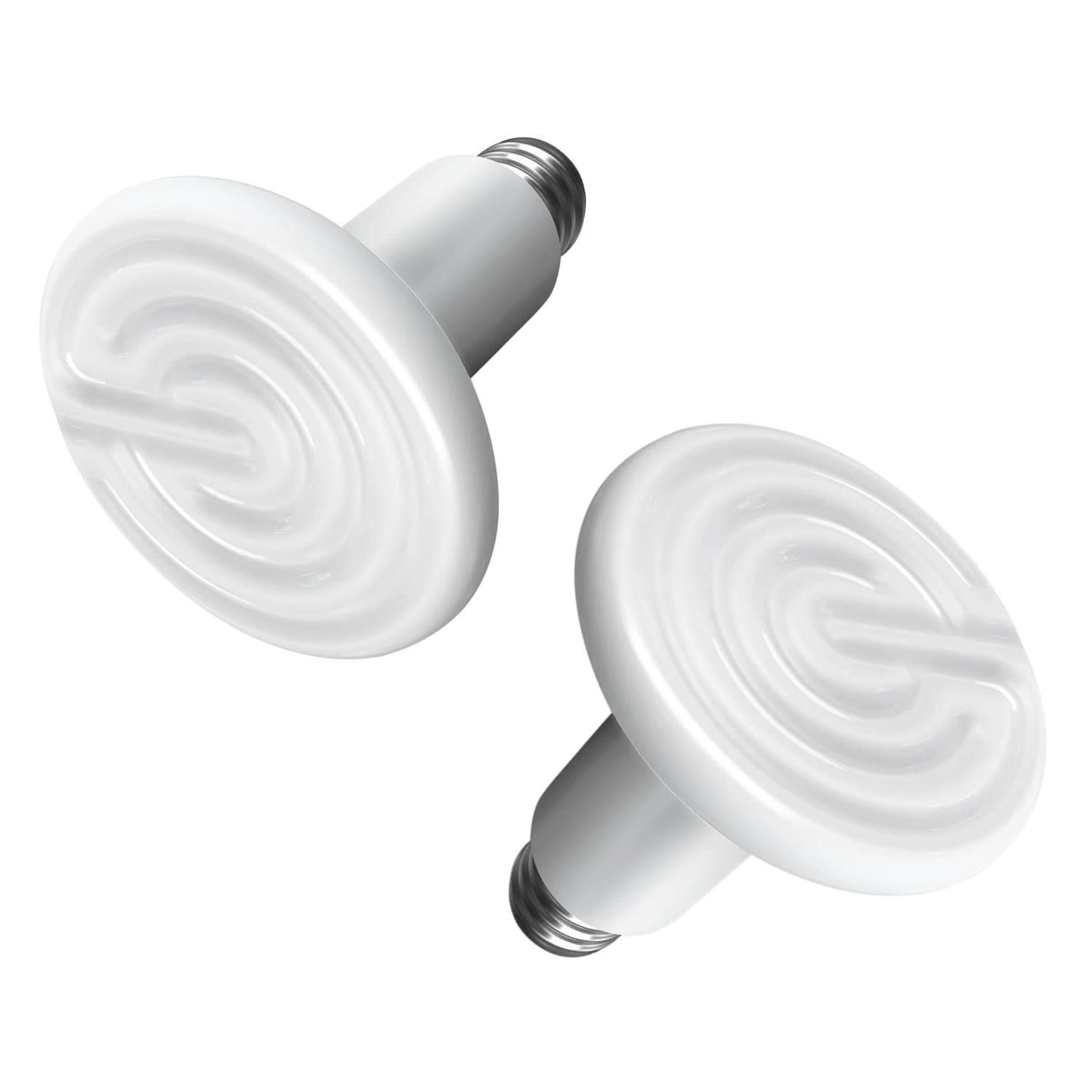 Simple Deluxe 100W Reptile Heat Lamp Bulb No Light Ceramic Heat Emitter Brooder Coop Heater for Amphibian Pet & Incubating Chicken, Snake, Lizard, Spider, 2-Pack,White