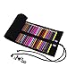 Amoyie - Tela wrap con perline, cassa del supporto di matita viag portamatite arrorolabile per 36 matite colorate, Borse nero