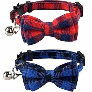 DOG TRUST 2 Pack/Set Adjustable Cat Collar Breakaway with Cute Bow Tie and Bell for Kitty - Color May Vary