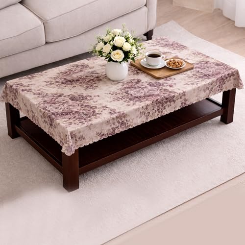 Image of Dakshya Industirs PVC Waterproof Table Cover 36x54 Inch Floral Printed Center Table Cover Washable Plastic Table Sheet Oilproof Dining Table Cover for Coffee Table Living Room Home (Modern Shine)