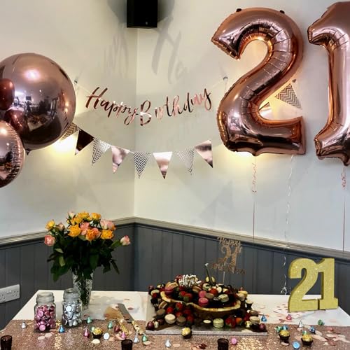 Image of TONIFUL 21st Birthday Decoration for Men and Women,21st Anniversary Decoration,Glod Glitter 21st Birthday Centerpieces for Party Decoration,Number 21 Centerpiece Table Decoration