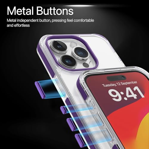 Image of eller sante Apex MagPro Back Cover Case for iPhone 15 Pro Shockproof Scratch Resistant Slim Thin Military-Grade Protection Support Mag-Safe Wireless Magnetic Charging - Purple