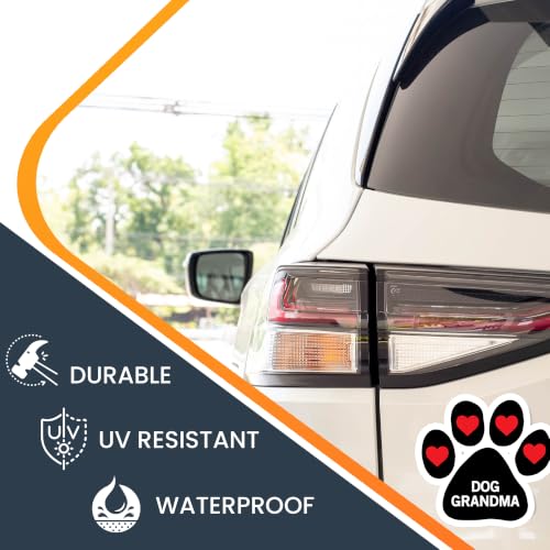 Image of Dog Grandma Pawprint Car Magnet 5 Inch 2 Pack, Dog Lover Gift, Made in USA