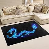 ALAZA Abstract Blue Dragon Area Rug Rugs Non-Slip Floor Mat Doormats for Living Room Bedroom 60 x 39