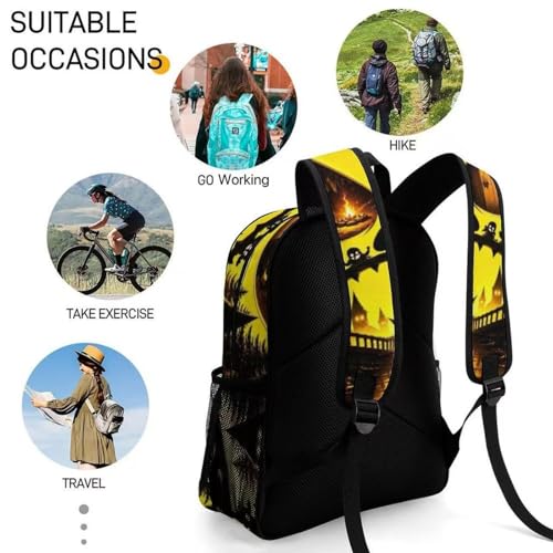 Image of Cute Backpack Halloween Gifts Funny Unique gifts for women Daypack Lightweight 17.3inch College backpack bookbag men,durable Laptop backpack for Computer Work Camping Travel with Front Pocket