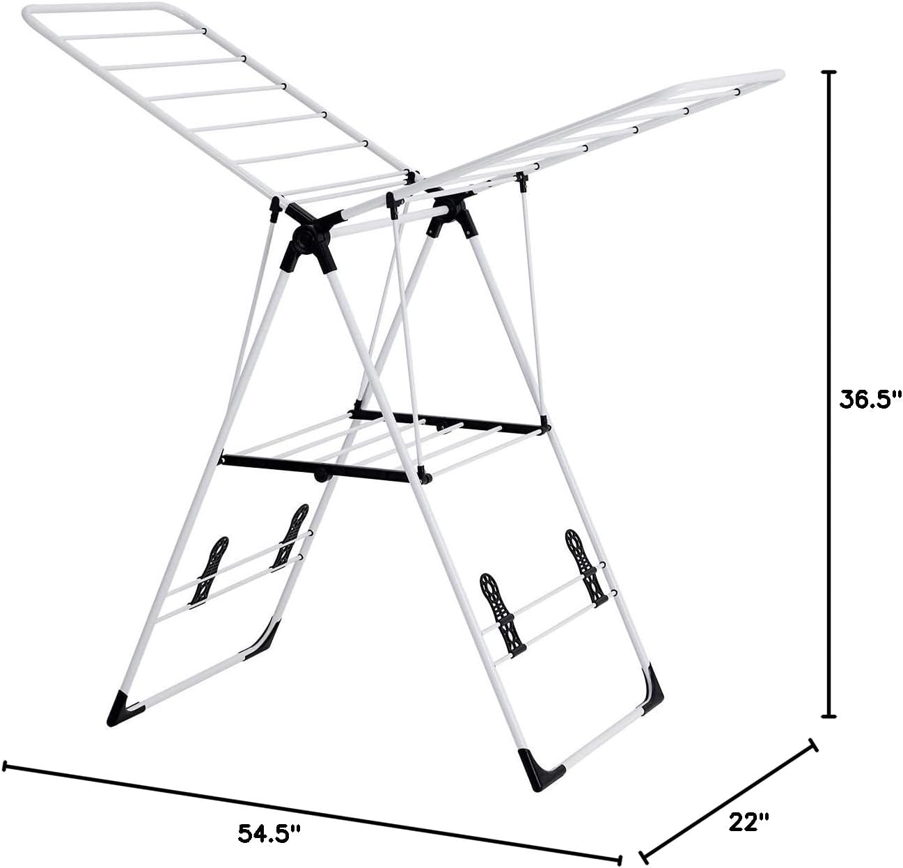 Casart Sturdy Steel Clothes Drying Rack, Space-Saving Adjustable & Foldable Drying Rack with Shoe Holder & 2 Shelves
