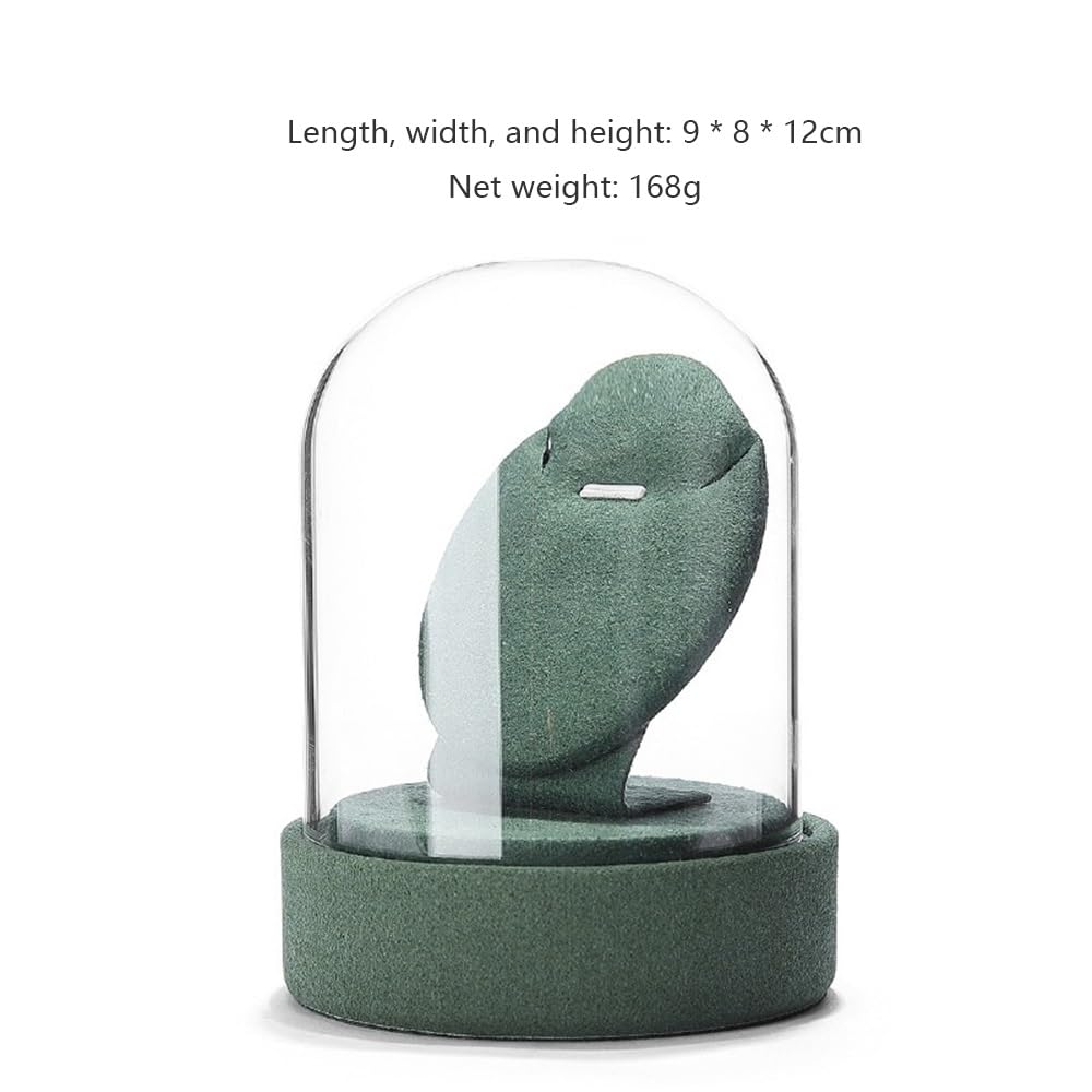 Schmuckaufbewahrung Schmuckvitrine aus Glas, staubdichter Schmuck-Organizer for Halskettenhalter Schmuckhalter(Green)