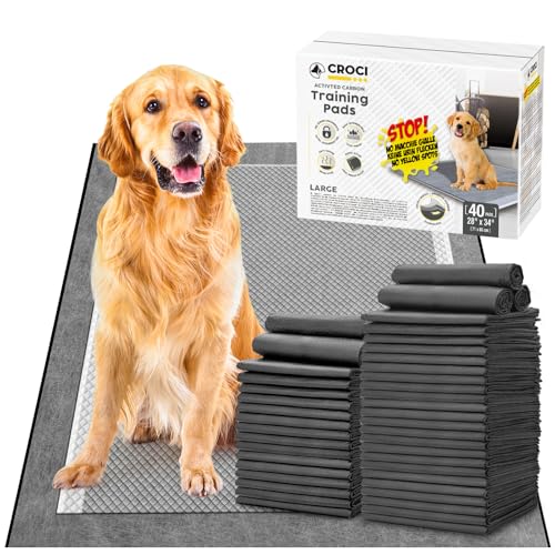 Croci Super Nappy Carboni Attivi, Tappetini Igienici XL per Cani 71x84 cm, 40 pezzi, Traverse Adesive Cani e Animali, Pipi Cane e Gatto Assorbenti Usa e Getta, Antistrappo e Antiodore