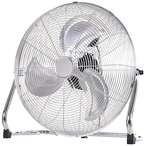 HOMCOM 20' Chrome Metal Floor Fan with Tilting, High Velocity, 3 Speed, Portable Gym Fan for Home...
