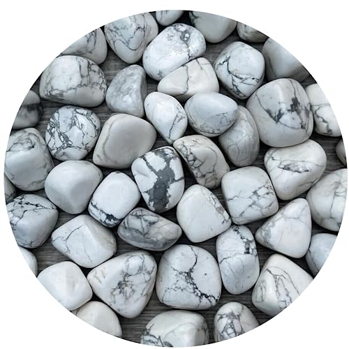 Image of GAF TREASURES 1 /2 LB White Howlite Tumbled Stones, Polished Natural White Howlite Gemstone, White Howlite Healing Crystals (White Howlite)