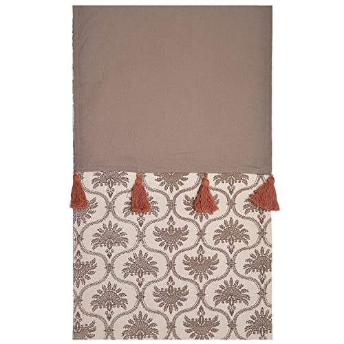Image of Blanc 9 Surkhab Light Brown Home & Kitchen Pure Cotton Printed 4 /6 Seater Table Runner|(33x182) cm
