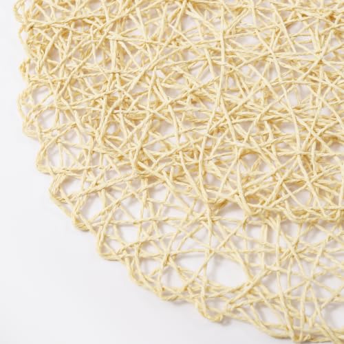 IcosaMro Beige Round Placemats Set of 6 for Dining Table, 15 Inch Paper Woven Boho Decorative Circle Place Mat for Wedding Christmas Thanksgiving Day Holiday Dinner, Beige by IcosaMro - Used condition - Image 5