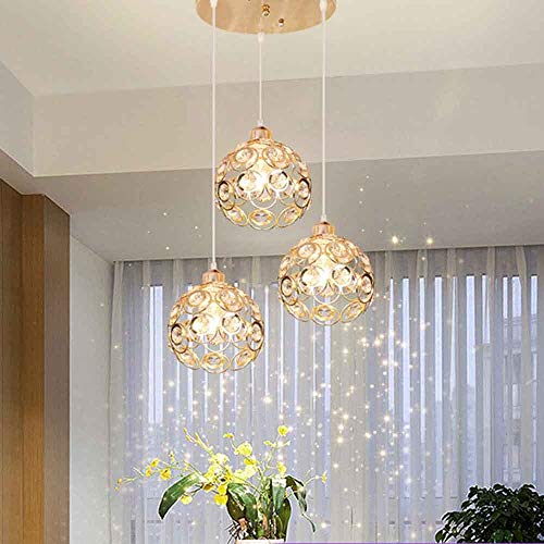 Lustre de restaurant 3 lampes LED blanc suspension en fer couloir