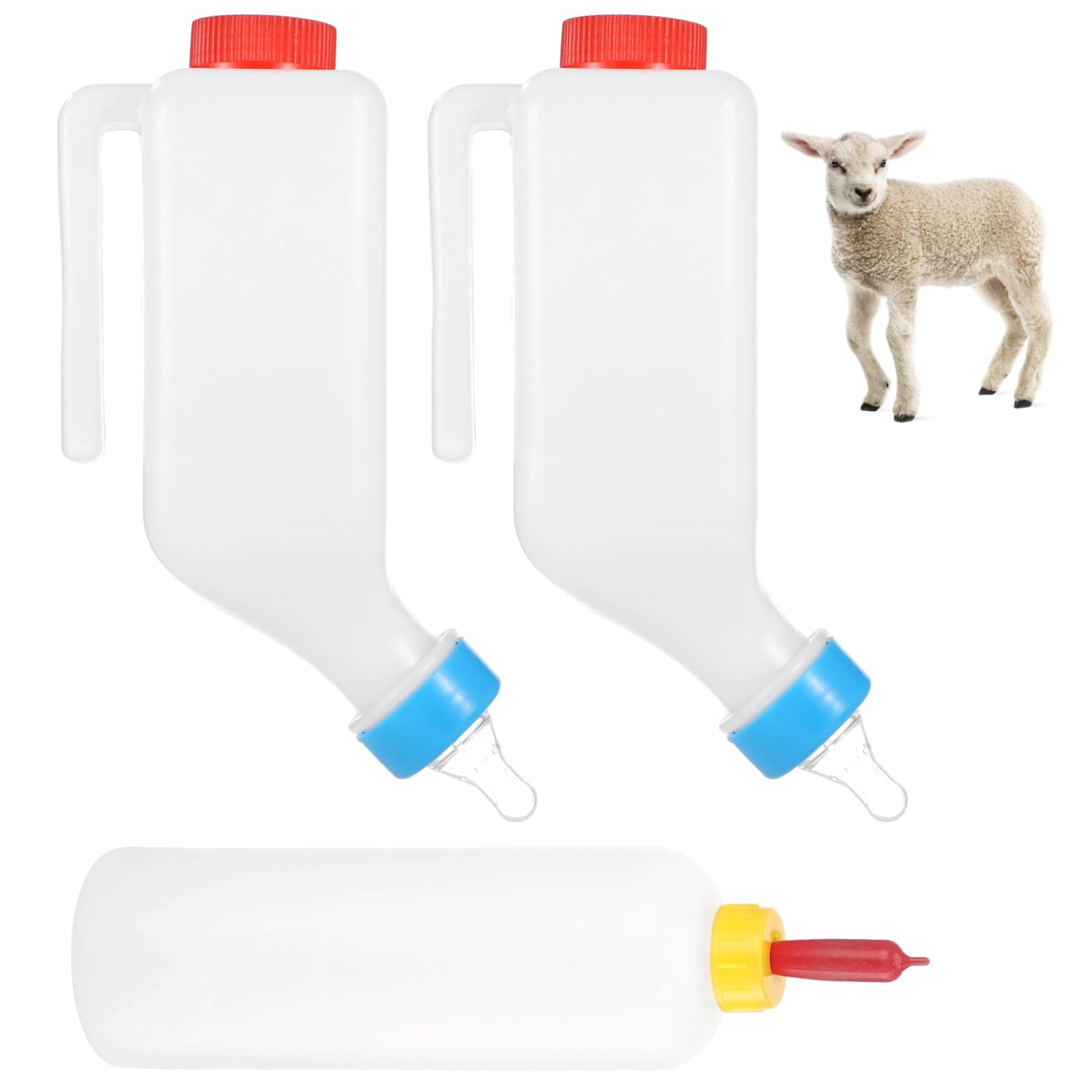 3 biberons pour agneaux, 2 suspendus de 27 oz et 1 à main de 17 oz, tétine en silicone, biberon inversé avec échelle pour chèvre, agneau, faon, porcelet, chaton, chiot