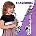 Lewtemi Set of 3 Saxophone for Kids Musical Instruments Toy Saxophone Toy Trumpet and Clarinet with 8 Colored Coded Keys Teaching Songs Gifts for Toddlers Children(Silver)