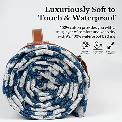 Komorebi Extra Large Picnic Blanket - 78” x 59” - Waterproof Outdoor Blanket, Foldable & Portable Sandproof Beach Blanket - Blue Travel Mat with Soft Cotton & Carry Handle by Komorebi - Used condition - Image 2