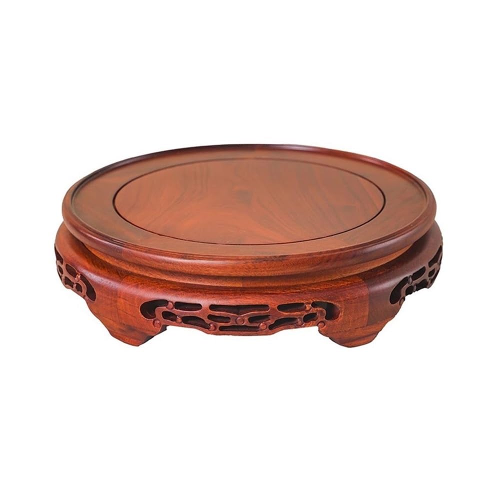 birene Vase Stand Rotatable Round Sour Branch Wood Display Stand Base, for Bonsai Vase Fishbowl Teapots(L)