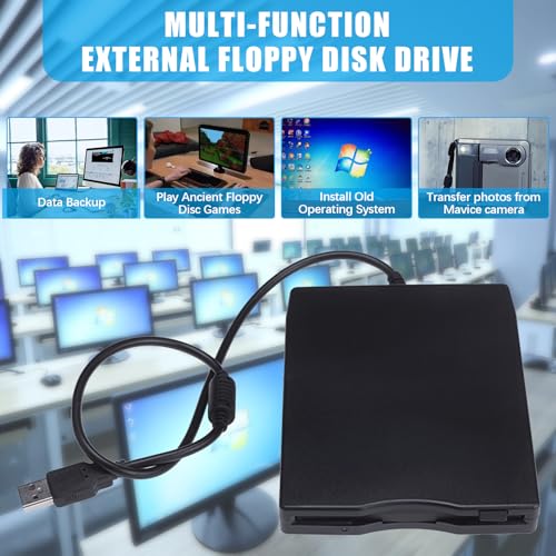 3,5 Zoll Diskettenlaufwerk USB, Tragbares Externes Diskettenleser Kartenleser Computerzubehör FDD 1,44MB, USB Diskette Ultradünner Kartenleser für Windows 98SE/ME/2000/XP/ VISTA/Win7//Mac OS 10.3