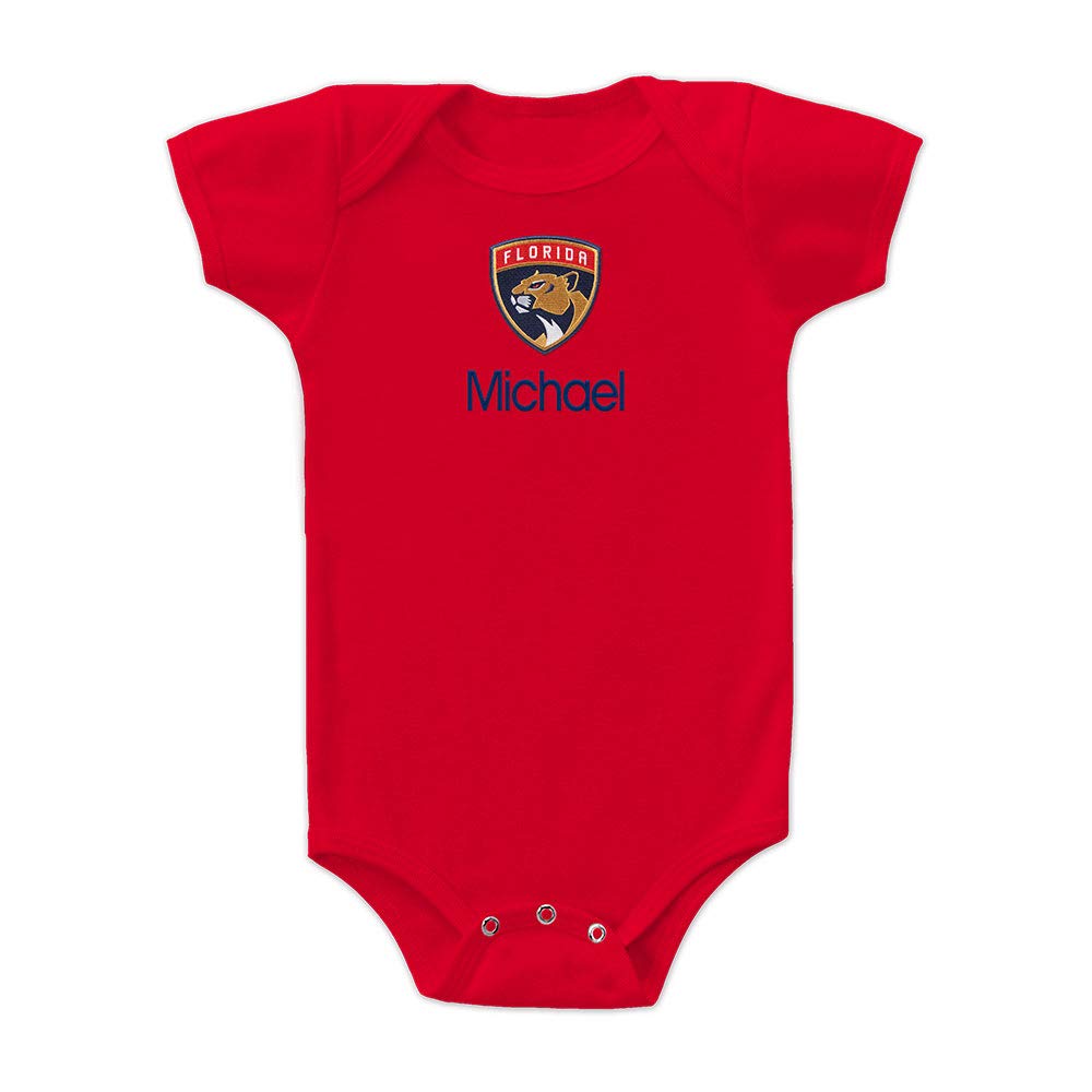 Designs By Chad and Jake Florida Panthers Personalized Baby Bodysuit (3-6 Months, Red)