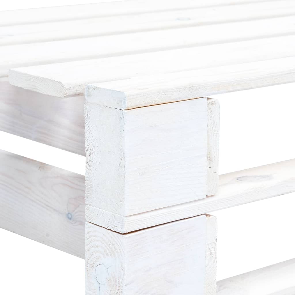 Banco de exterior estilo palé, banco esquinero de madera blanca para terraza, banco esquinero de jardín, diseño de paletas de madera de pino tratada a presión, duradero y resistente a la