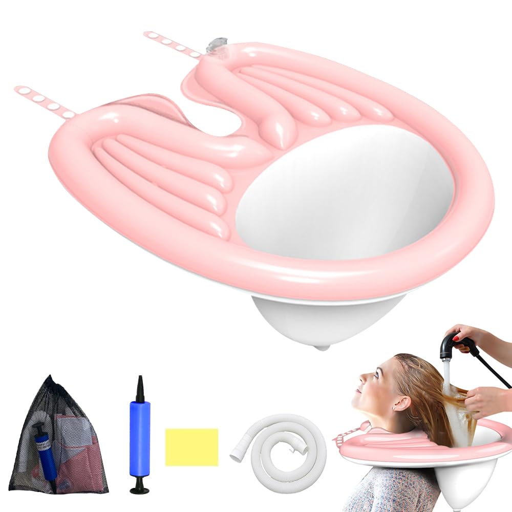 Lavabo inflable portátil para champú, bandeja para lavar el cabello, Peluquería Lavado Champú Cuenca, Lavabo de champú móvil Plegable portátil de plástico para Embarazadas, discapacitados
