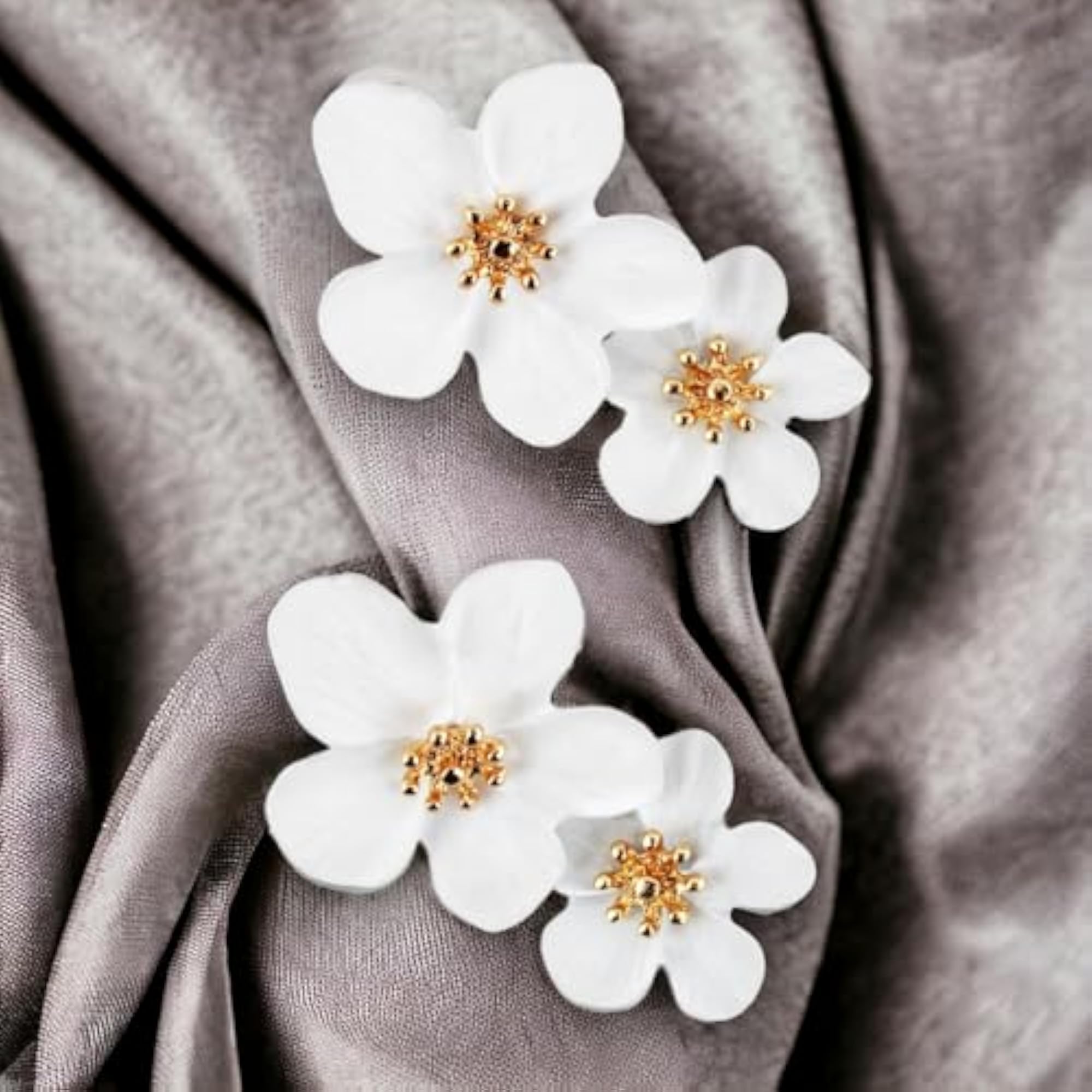 Double Flower Earring Dangle Statement Earrings for Women