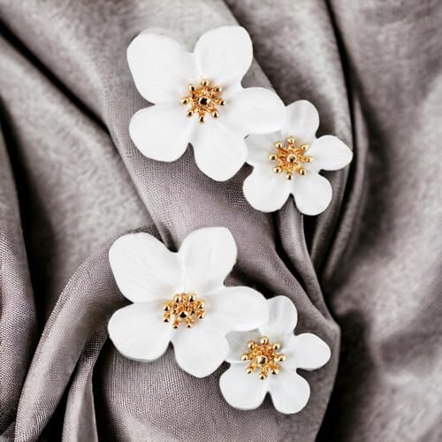 Double Flower Earring Dangle Statement Earrings for Women