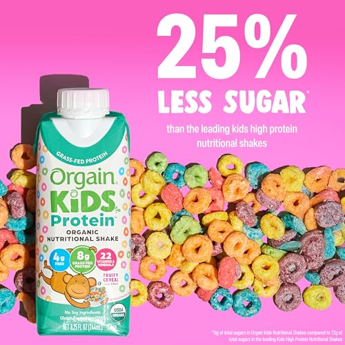 Orgain Organic Kids Nutritional Protein Shake,Fruity Cereal - Kids Snacks with 8g Dairy Protein,22 Vitamins & Minerals,Fruits & Vegetables,Gluten Free,Soy Free,Non-GMO,8.25 Fl Oz,(Pack of 24) - Thumbnail 5