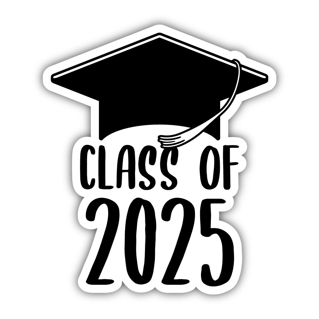 Class of 2025 Vinyl Sticker Graduation Cap Design (Black) 4-Inch