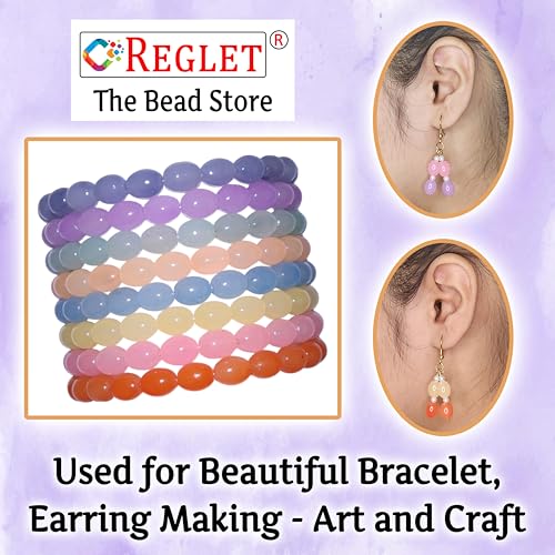 Image of 160 Pcs Oval Shaped Glass Beads for Jewellery Making Kit - Glass Beads for Bracelet Making Kit - Bead Craft - 8 * 11mm