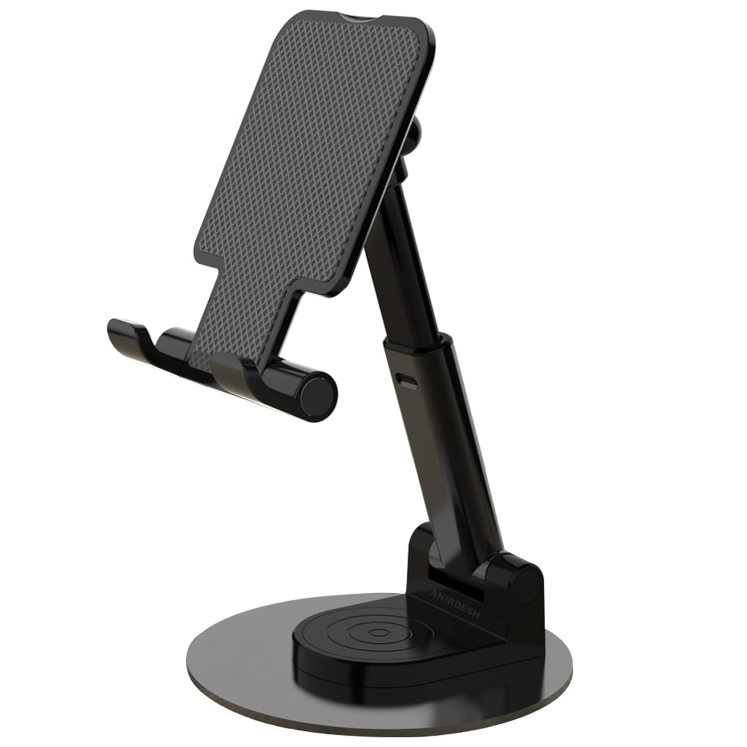 Anirdesh 360 Degree Rotation Cell Phone Stand, Desk Phone Holder, Portable Cellphone Cradle, Foldable Phone Tablet Stand (Black)-image-5