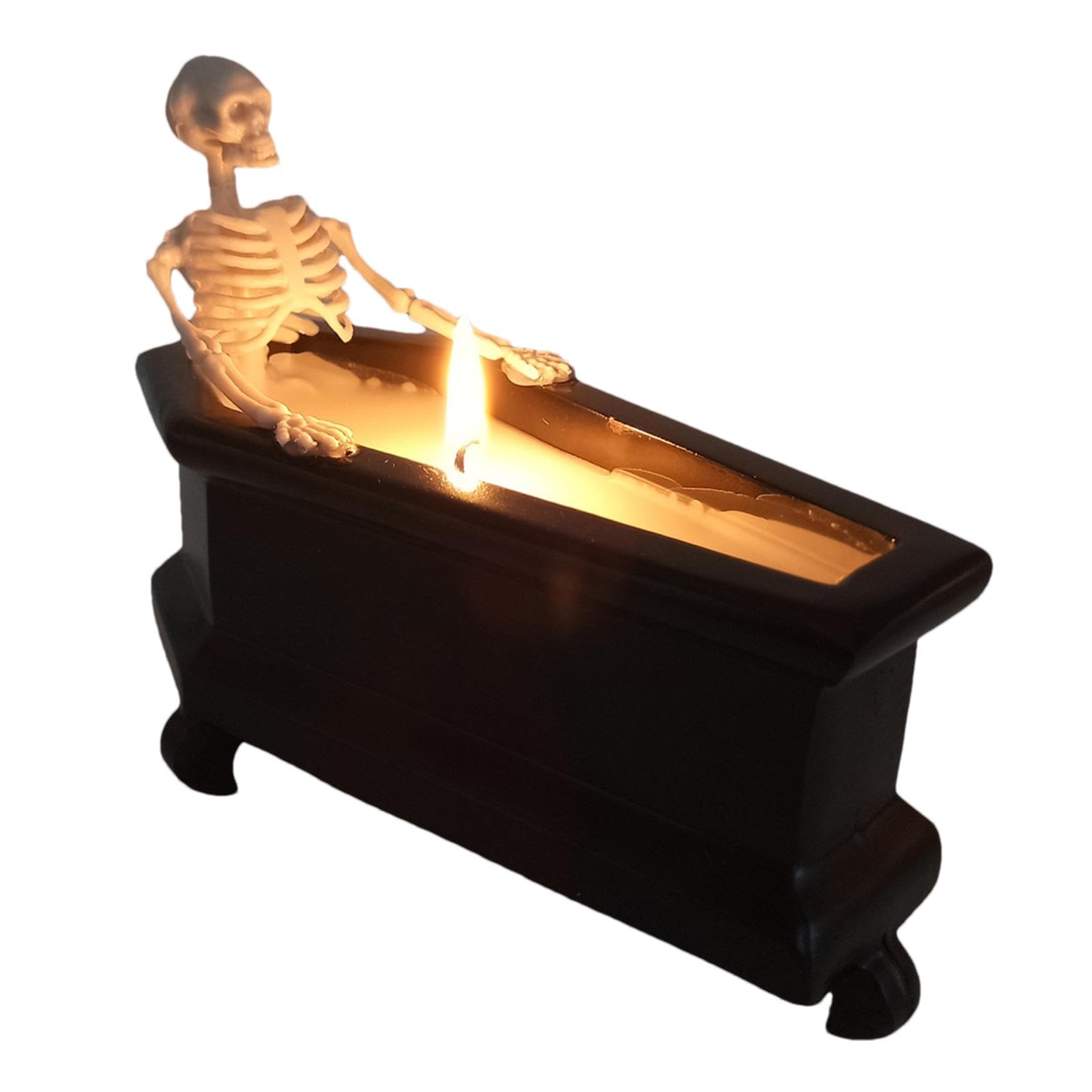 Bathing Skeleton Coffin Candle | Skeleton Bathing Decor Candle,Gothic Long Burning Scented Candles,Spooky Candles Goth Giftt For Halloween Room Table Decorations