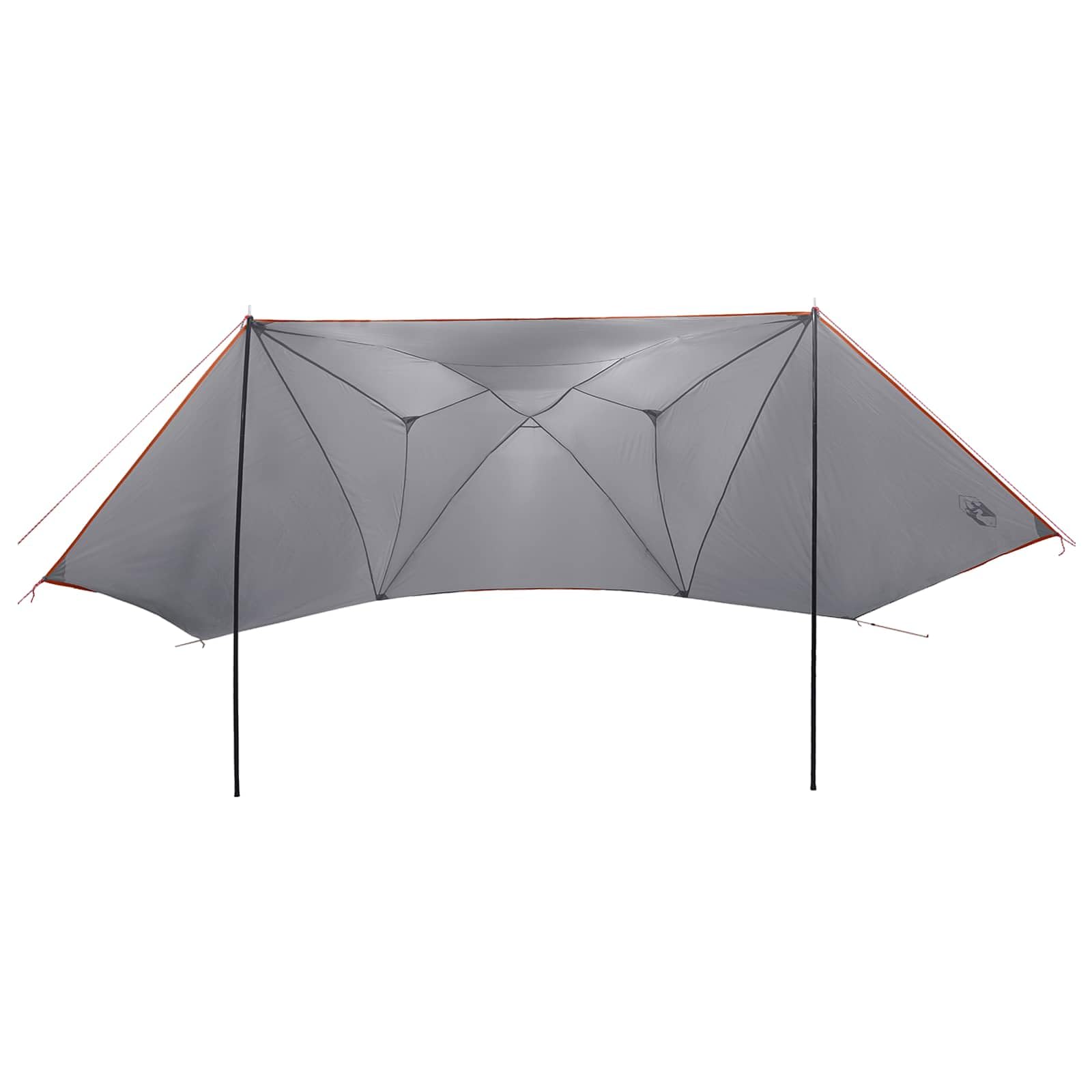 Tente de voiture gris orange 350 x 250 cm polyester acier avec toit en toile fermeture éclair pliable pour housse de voiture extérieur camping protection contre la pluie