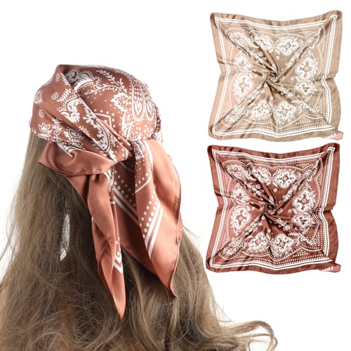 AHQiZFX 2 Stück Bandana,Kopftuch Damen,70x70cm Große Quadratische Schals...