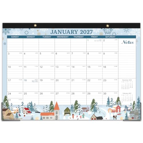 Image of Desk Calendar 2027,18 Months Calendar from January 2027 to June 2028 | 17 inch x 12 inch, Desk Calendars 2027-2028 with Large Ruled Blocks for Planning