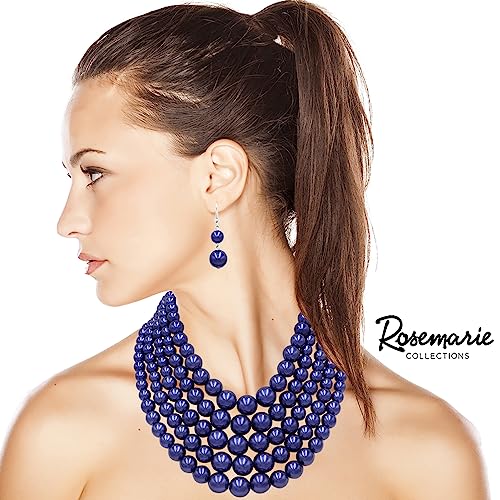 Collar de perlas de imitación ajustable para escotes diversos y pendientes de cuentas cómodos 6