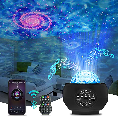 Star Night Light Projector, Nezylaf 3 in 1 Galaxy Starry Night Projectorï¼ŒGalaxy/Stars/Nebula Ocean Wave Projector with Remote Control&Bluetooth Music Speaker, Best Gift for Kids/Adults (Black)