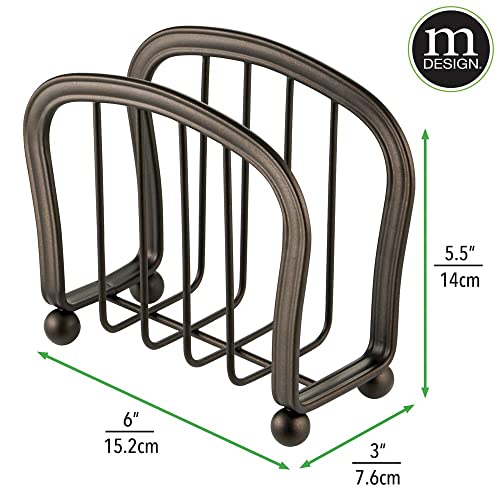 Mdesign Modern Decorative Paper Napkin Holder For Kitchen Countertops, Dinner Tables, Picnic Tables - Indoor & Outdoor Use, Storage And Organization For Multiple Sizes - Durable Metal - Bronze #TOP4
