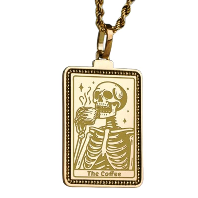 Collier pendentif café LKBEADS en argent 925 plaqué or avec chaîne câble 45cm LKD_EGP_00369