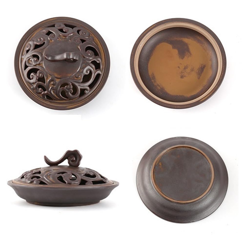 Palnik kadzidła Duży wewnętrzny palnik kadzideł z uchwytem Ceramiczny uchwyt na kadzidełka Dekoracyjna ozdoba(Brown)