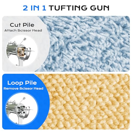 Image of BESGEER Rug Tufting Gun with Carpet Trimmer Kit, Rug Gun with Tufting-Shears with Tufting Cloth, 2 in 1 Cut & Loop Pile Carpet Gun and Carving Clippers, Tufting Gun Machine Kit for Beginners
