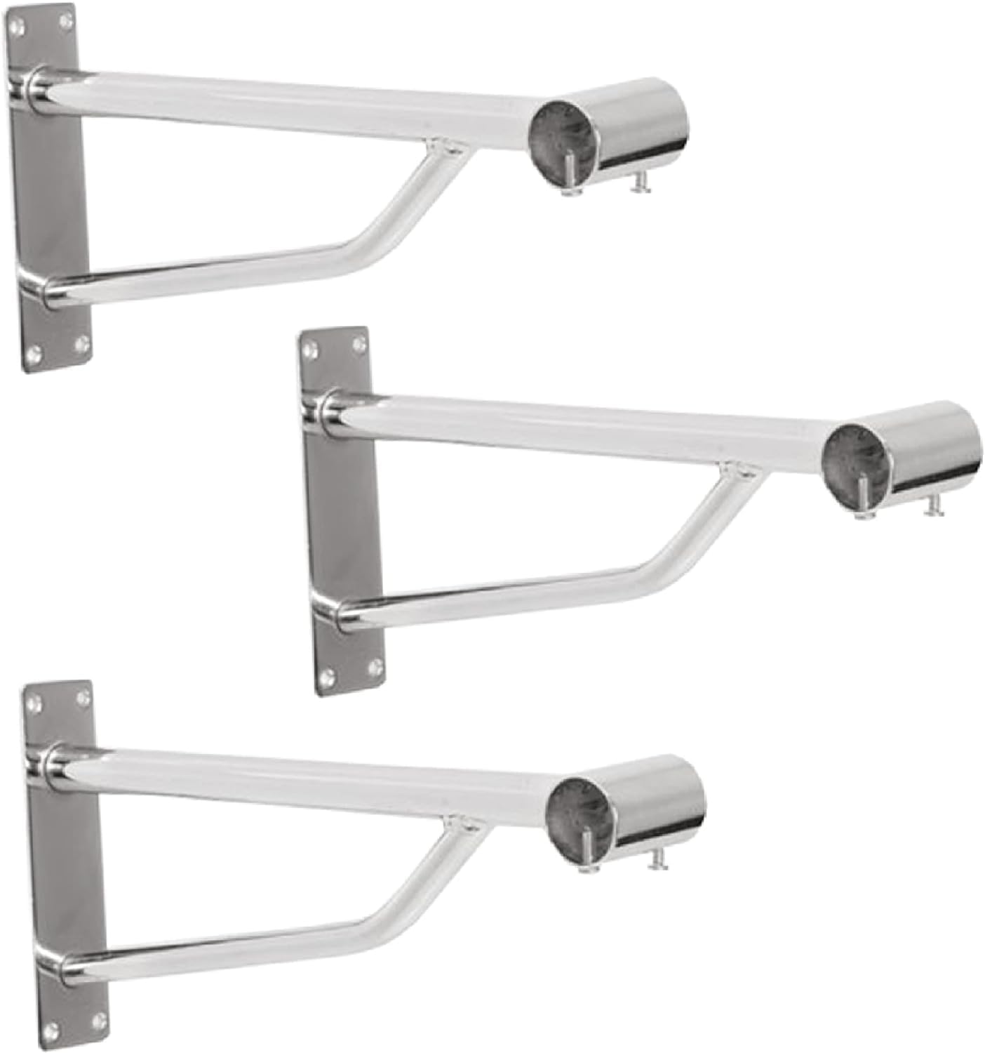 25mm / 1 inch Premier Heavy Duty Wall FIX Chrome Support ARM Bracket for 25MM Diameter Tube, Walk in Wardrobe Chrome TUBING Hanging Rail System for Shops, Home and Retail (1 x 25mm Tube Bracket) (3)